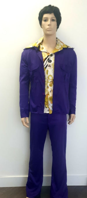 COSTUME RENTAL - X64 1970's Leisure Shirt 3 pcs Purple