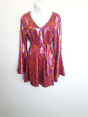COSTUME RENTAL - X222 Disco Dress, Rainbow LRG 2 pcs