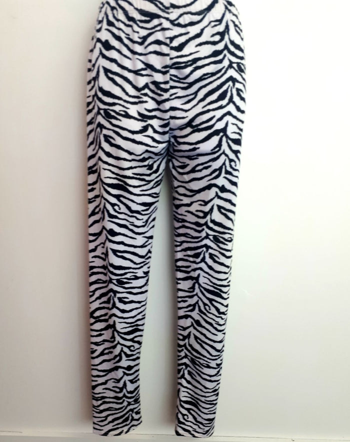 COSTUME RENTAL - Y10 1980's White Zebra Pants MED