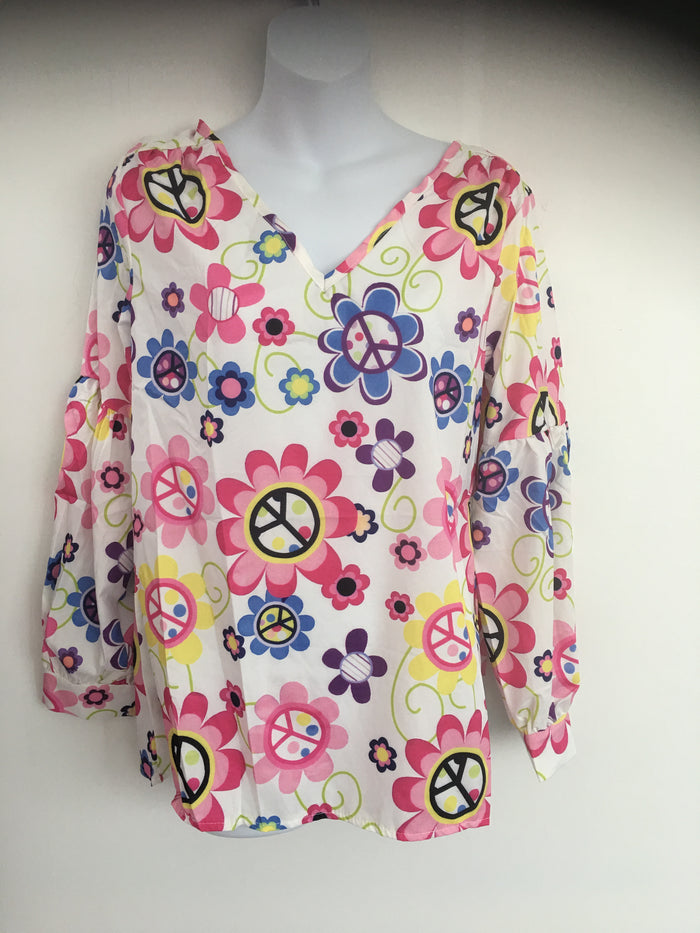 COSTUME RENTAL - X299 1960's Floral White Top