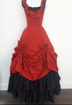 COSTUME RENTAL - c24 Steampunk Red Overdress 1 pc Med