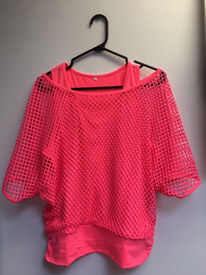 COSTUME RENTAL - Y211b 1980's Mesh Shirt with attached Tank Top