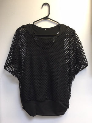 COSTUME RENTAL - Y212 1980's Mesh Shirt with attached Tank Top