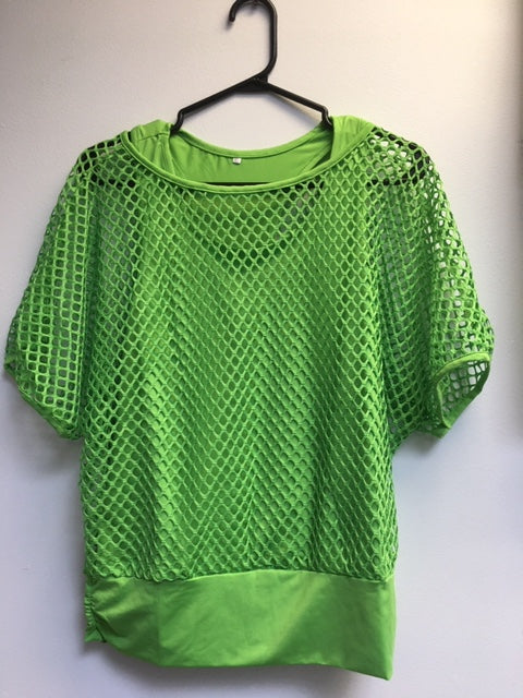 COSTUME RENTAL - Y213 1980's Mesh Shirt with attached Tank Top LRG