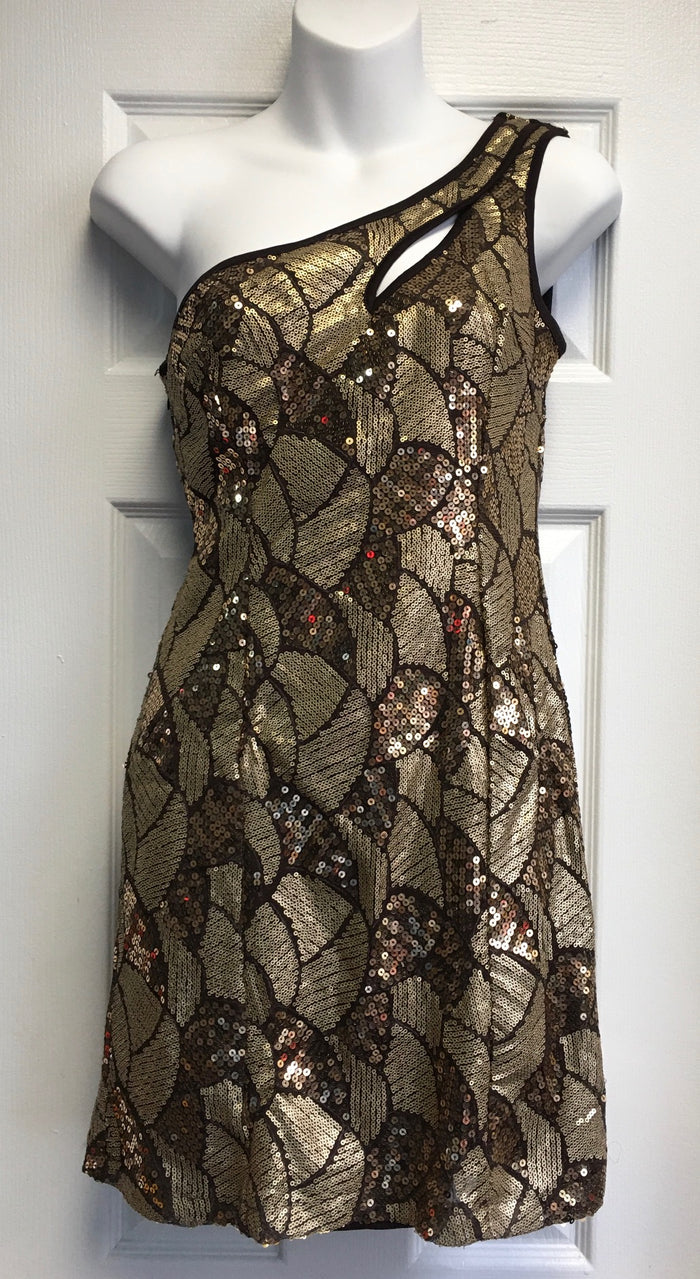 COSTUME RENTAL - X237A 1970's Dress, Gold Sequin