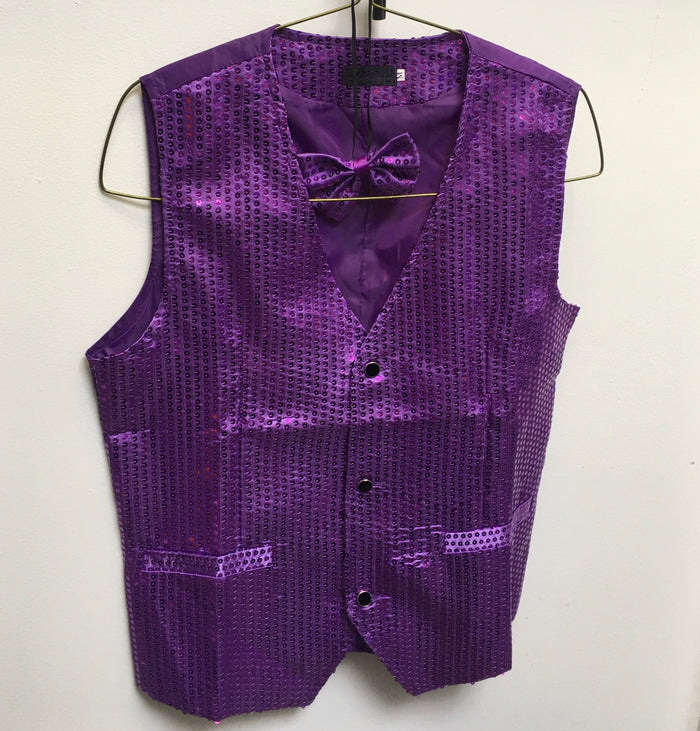 COSTUME RENTAL - X1F Disco Sequin Vest with Tie