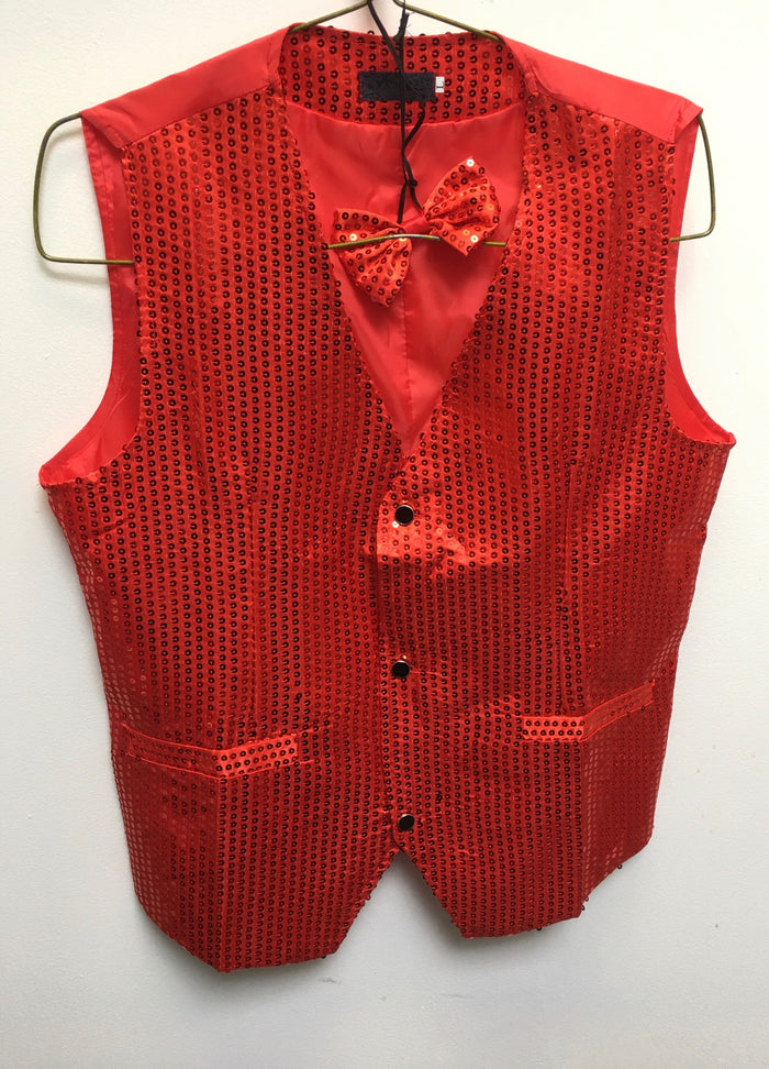 COSTUME RENTAL - X1E Disco Sequin Vest with Tie