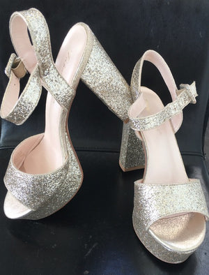 SHOE RENTAL - Z66 Women's Gold Glitter Platform Shoes