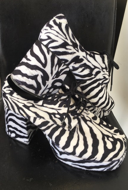 SHOE RENTAL: Z47G Zebra Print Platform Shoes Rental - Medium ...