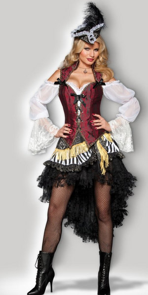 COSTUME RENTAL - G16A Pirate Lady 4 pc med