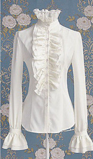 COSTUME RENTAL - c10 Pioneer/Period Frilly Blouse Med 1 pc