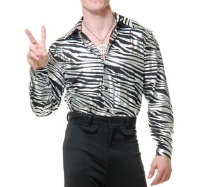 COSTUME RENTAL - X4A Disco Shirt, Zebra Silver