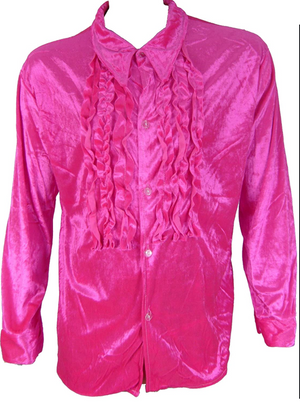 COSTUME RENTAL - X43E Disco Shirt, Pink Velvet MEDIUM
