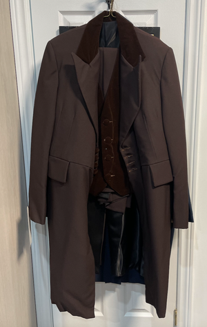 COSTUME RENTAL - C72 Brown Single Breasted Prince Albert Tail Suit - SMALL 3 pc