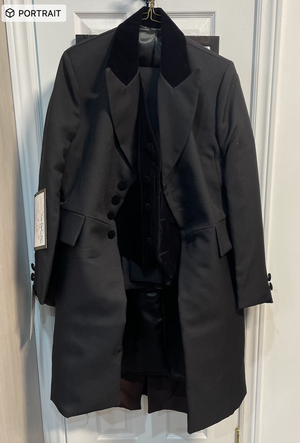 COSTUME RENTAL - C71 BLack Single Breasted Prince Albert Suit -SMALL 3 pc