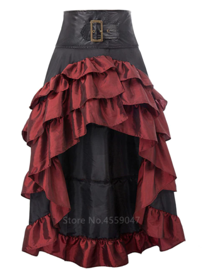 COSTUME RENTAL - C29 Steampunk Scarlet Skirt with Gloves  3 pc
