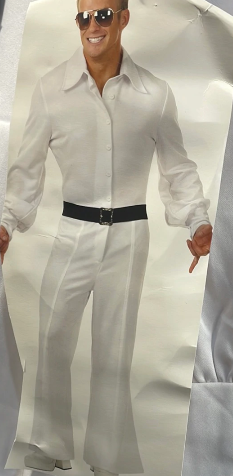 COSTUME RENTAL - X109 Mens Disco Jumpsuit, White
