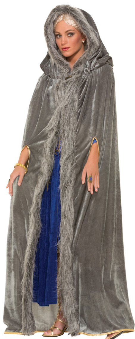 COSTUME RENTAL - A30B grey fur Cape- 1 pc