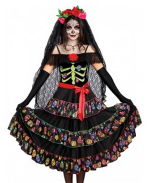 ADULT COSTUME: Day of the Dead Lady MEDIUM
