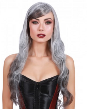 WIG: Long Wavy Wig with Faux Ombre Grey
