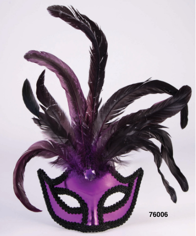MASK:  Half Mask with feathers - Purple