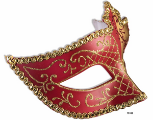 MASK:  Eyemask with ribbon -gold and red