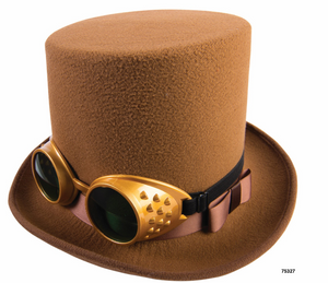 HAT: Steampunk Hat witrh goggles - brown