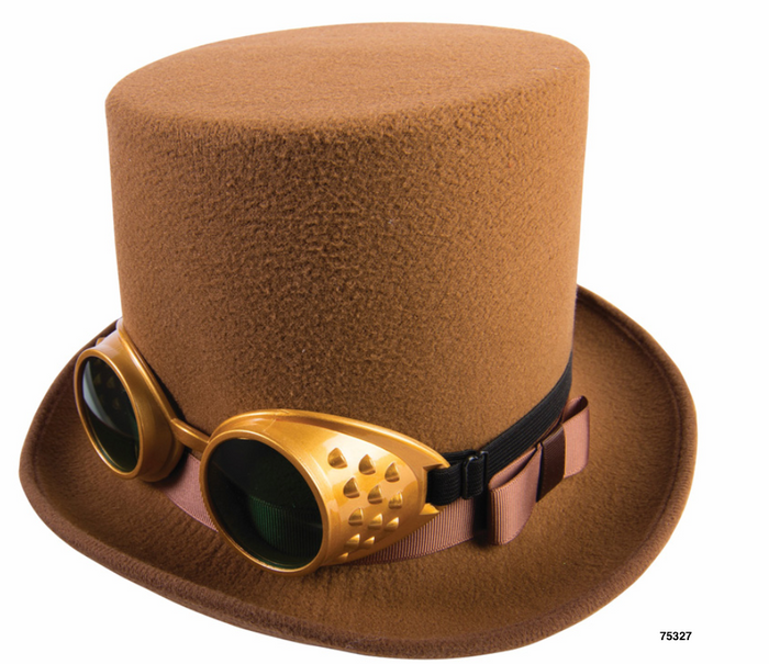 HAT: Steampunk Hat witrh goggles - brown
