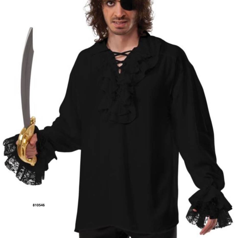 ADULT COSTUME: Ruffled Pirate SHirt Black – Woodbridge Costume Rentals