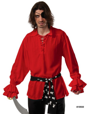 ADULT COSTUME:  Ruffled Pirate SHirt Red