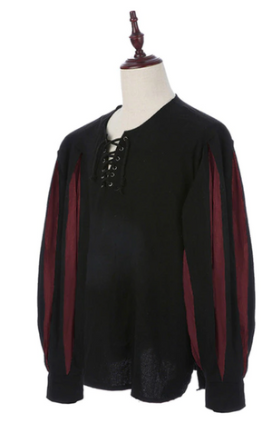 COSTUME RENTAL - A22F Renaissance Shirt (black/red) Large 1 pc