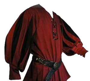COSTUME RENTAL - A22d Renaissance Shirt (red/black) - MED 1pc