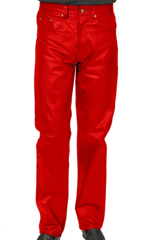 COSTUME RENTAL - Y216C 1980's RED Faux Leather Pants -32"