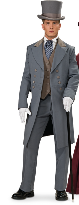 COSTUME RENTAL - C74 Grey Double Breasted Prince Albert Suit- Large