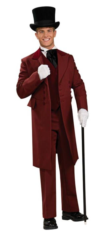 COSTUME RENTAL - C73 Burgundy Double Breasted Prince Albert Suit -Large