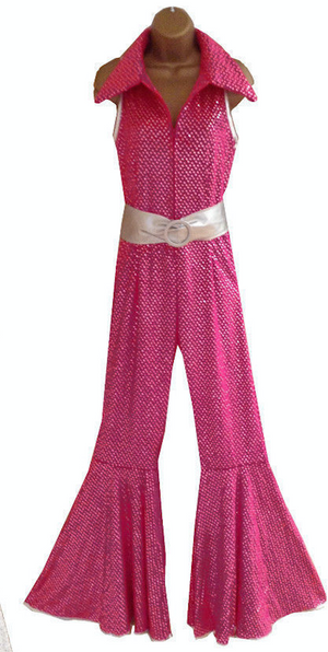 COSTUME RENTAL - X283 1970's Jumpsuit, Pink Glitter with belt LRG