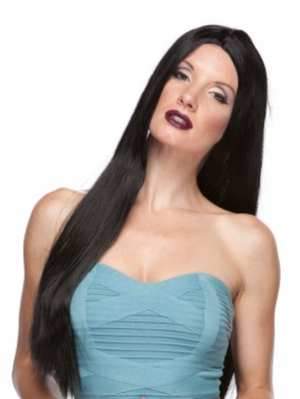 WIG: 26" Parted Black Straight WIg