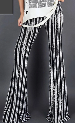 COSTUME RENTAL - X253b Sequin Striped Disco Pants Rental LRG