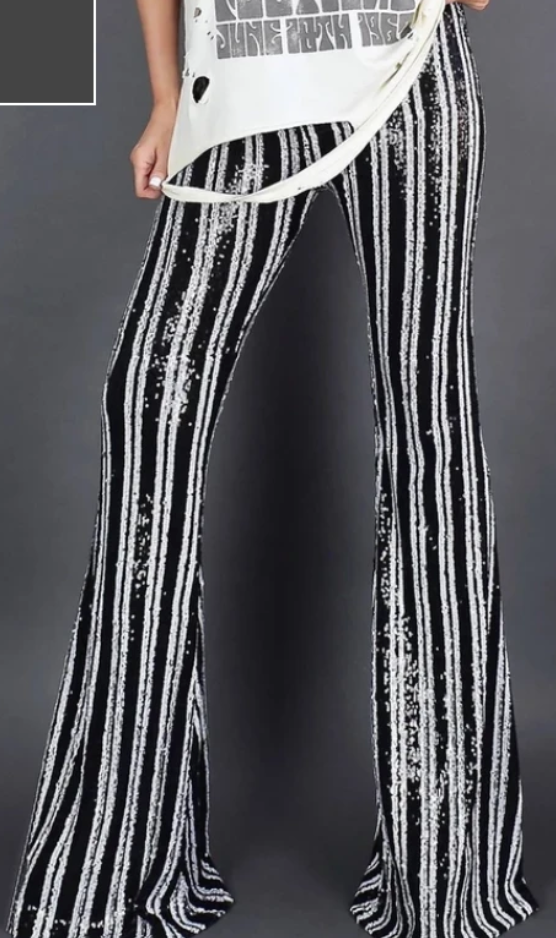 COSTUME RENTAL - X253g Sequin Disco Pants  -Striped SML