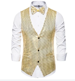 COSTUME RENTAL - X1B Disco Sequin Vest with Tie