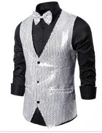 COSTUME RENTAL - X1A Disco Sequin Vest with Tie