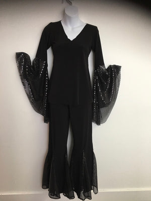 COSTUME RENTAL - X262 Boogie Nights Black Sequin Outfit S/M 3 pcs