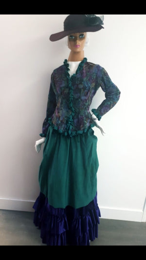 COSTUME RENTAL - c54b Turn of the Century Dress (Purple and green)-3pc med