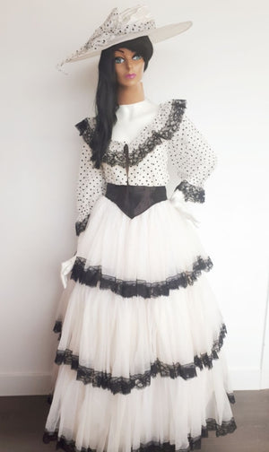 COSTUME RENTAL - C22 Southern Belle , 7 pcs (black and white) Med