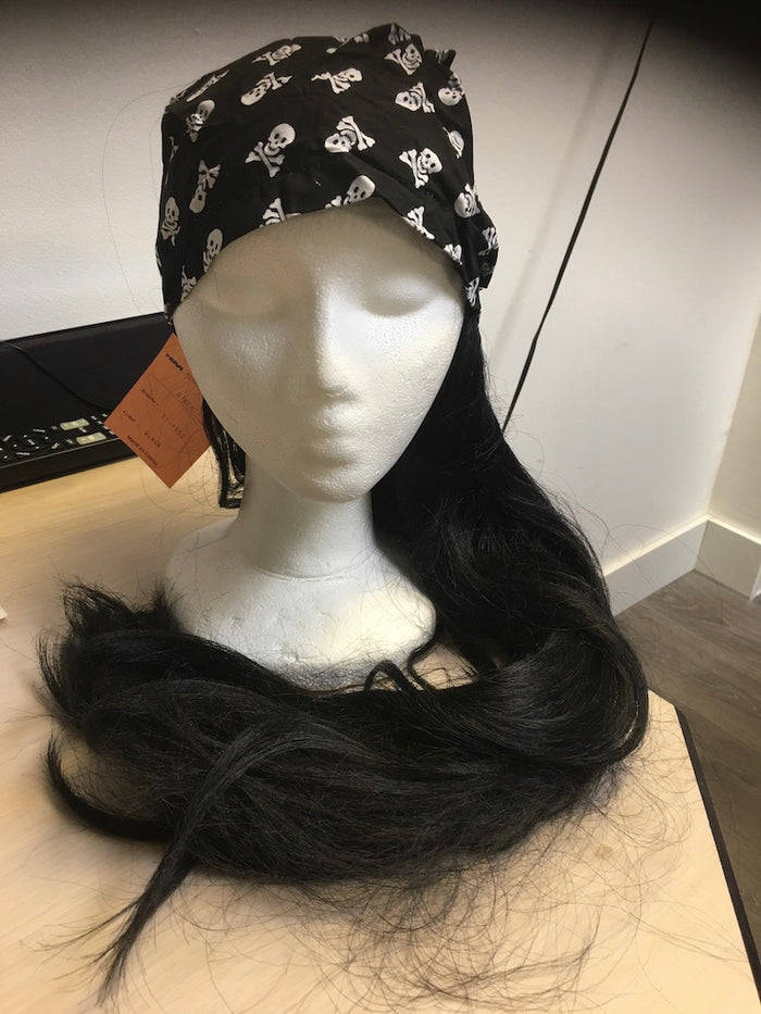 WIG: Black pirate wig with bandana