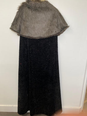COSTUME RENTAL - A47 Medieval Fur Cape Black 1 pc