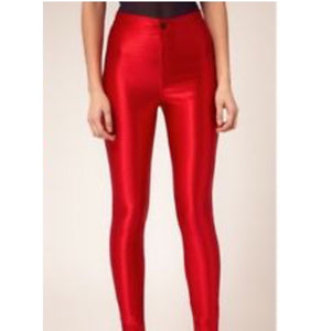 COSTUME RENTAL - X331 Shiny Red disco Pants med