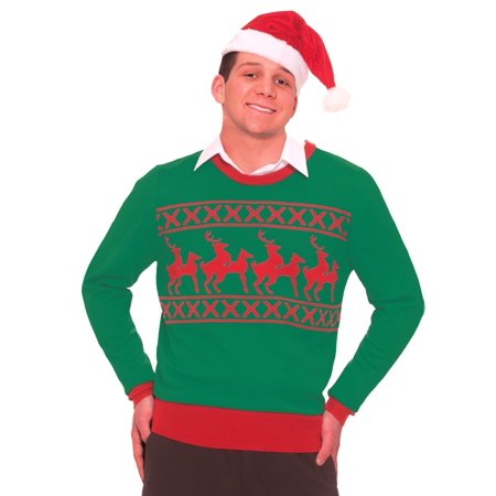ADULT COSTUMES:  Sweater - Reindeer Games Large