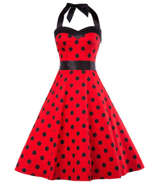 COSTUME RENTAL - J65 1950's Dress, Red Polka Dot, MED 2 pcs