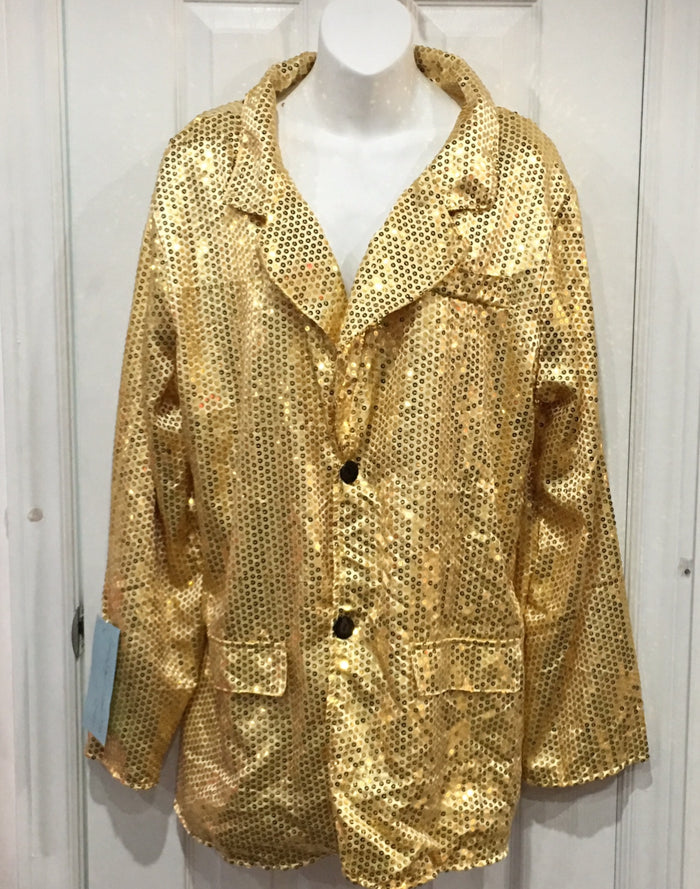 COSTUME RENTAL - X70 Disco Jacket, Gold Sequin  XL